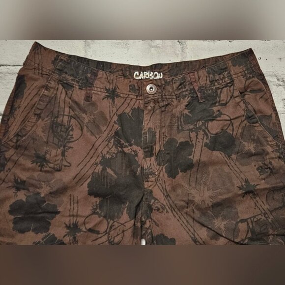 Carbon Black and Brown Floral Patterned Shorts - Picture 3 of 9